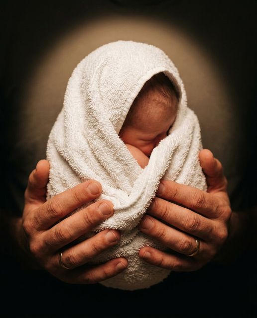 Newborn wrapped in towel